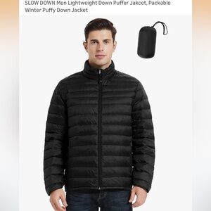 Men's Black Lightweight Down Puffer Jacket